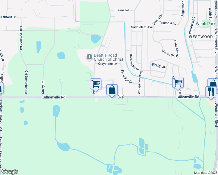 map of restaurants, bars, coffee shops, grocery stores, and more near 3101 Wax Myrtle Lane in Albany