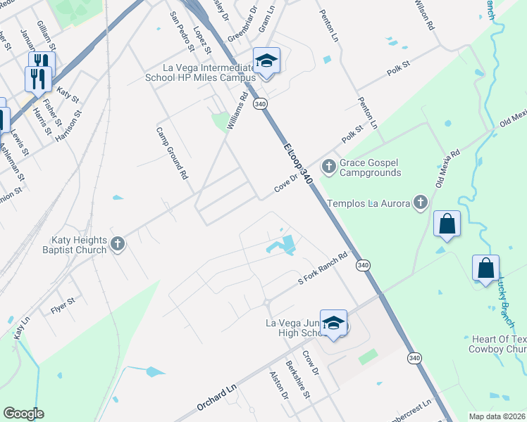 map of restaurants, bars, coffee shops, grocery stores, and more near Cove Drive in Bellmead
