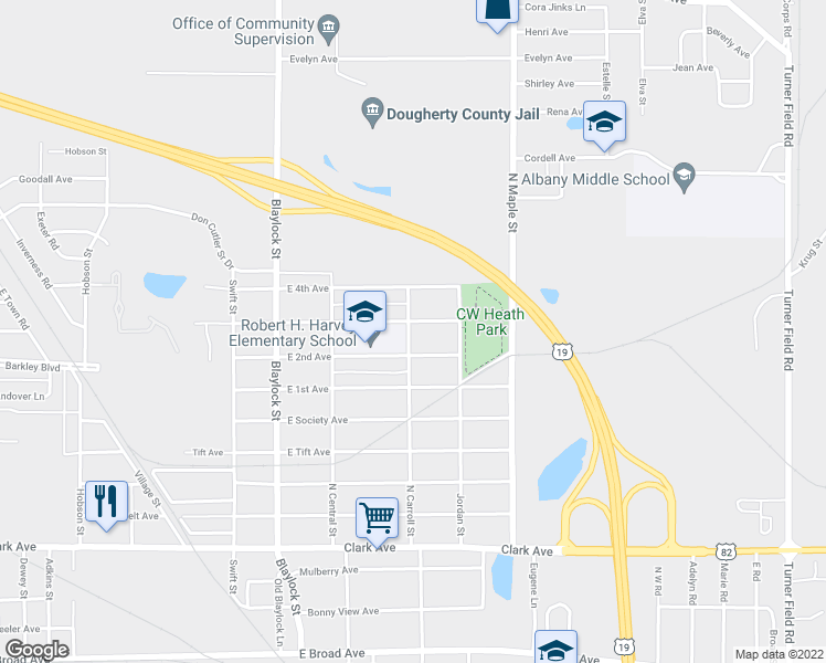 map of restaurants, bars, coffee shops, grocery stores, and more near 1400 East 3rd Avenue in Albany