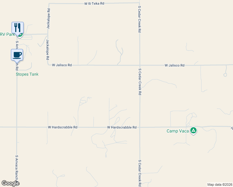 map of restaurants, bars, coffee shops, grocery stores, and more near 36460 South Cedar Creek Road in Arivaca