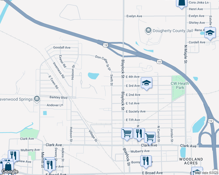 map of restaurants, bars, coffee shops, grocery stores, and more near 1011 Swift Street in Albany