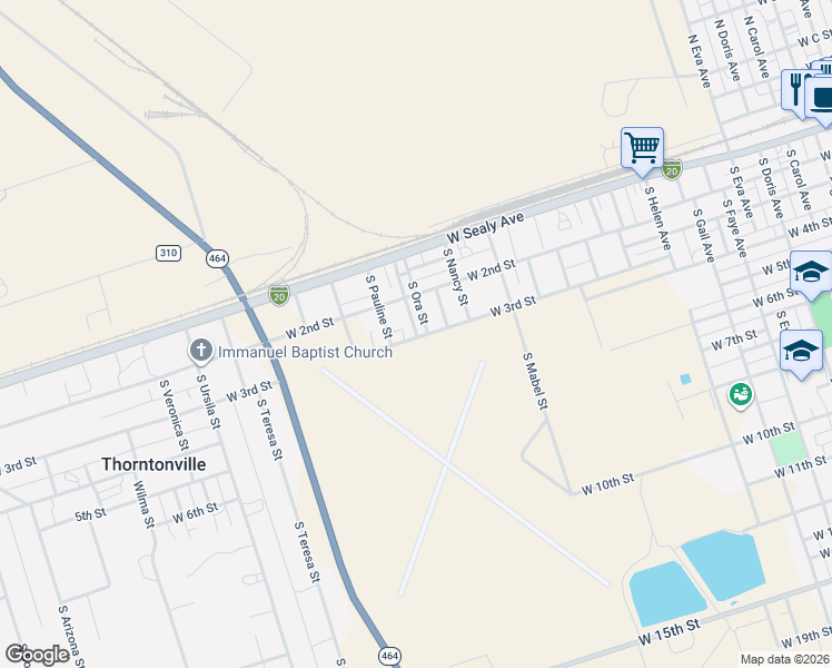 map of restaurants, bars, coffee shops, grocery stores, and more near 1600-1644 West 3rd Street in Monahans