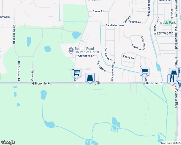 map of restaurants, bars, coffee shops, grocery stores, and more near 3101 Wax Myrtle Lane in Albany