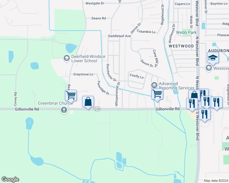 map of restaurants, bars, coffee shops, grocery stores, and more near 1618 Whisperwood Street in Albany