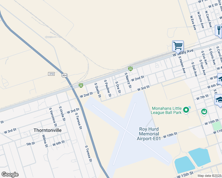 map of restaurants, bars, coffee shops, grocery stores, and more near 164-198 South Pauline Street in Monahans