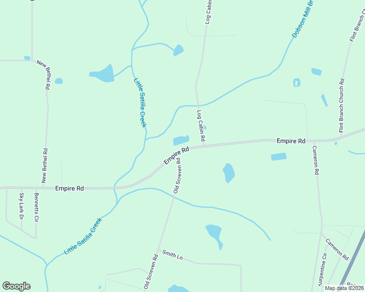 map of restaurants, bars, coffee shops, grocery stores, and more near Empire Road in Jesup