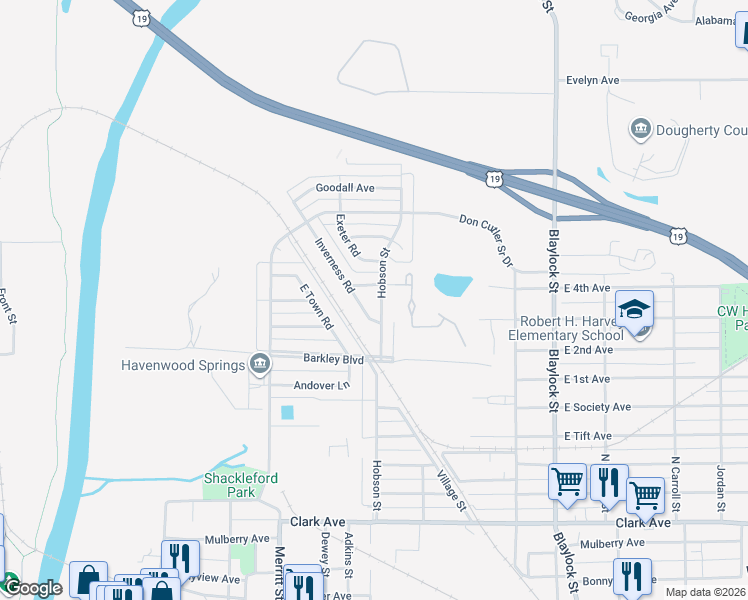 map of restaurants, bars, coffee shops, grocery stores, and more near 917 Hobson Street in Albany
