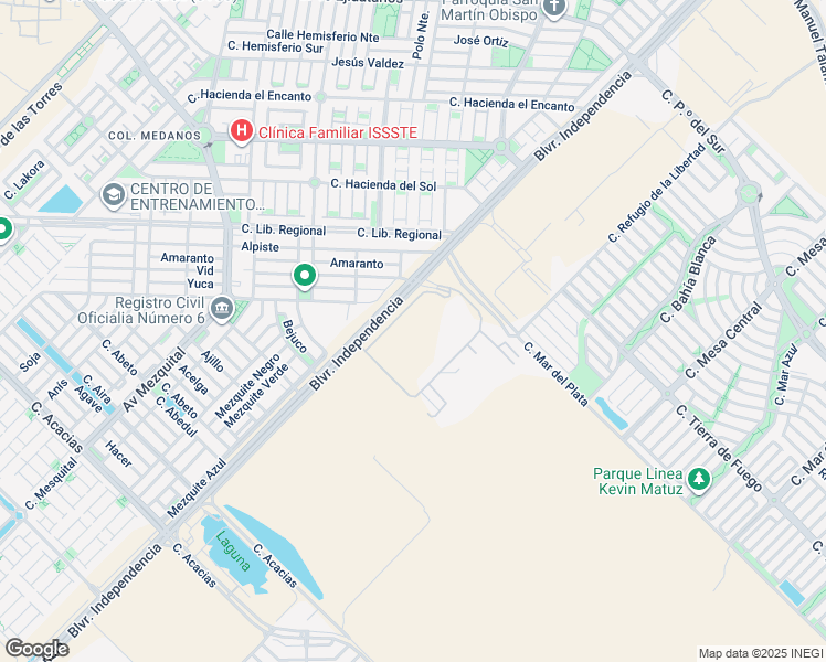 map of restaurants, bars, coffee shops, grocery stores, and more near 3550 Bulevar Independencia in Juárez