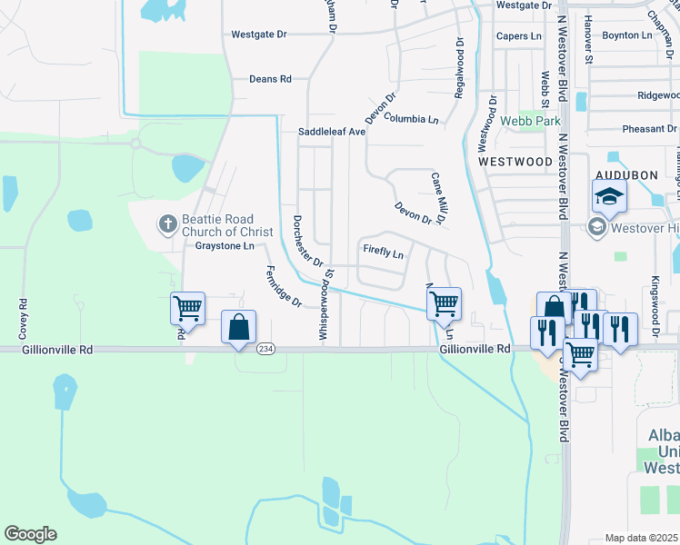 map of restaurants, bars, coffee shops, grocery stores, and more near 1618 Whisperwood Street in Albany