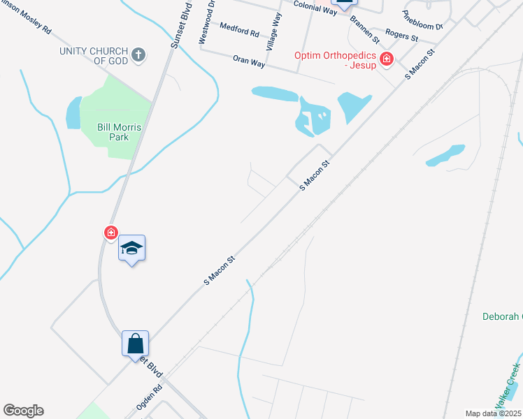 map of restaurants, bars, coffee shops, grocery stores, and more near 1656 South Macon Street in Jesup