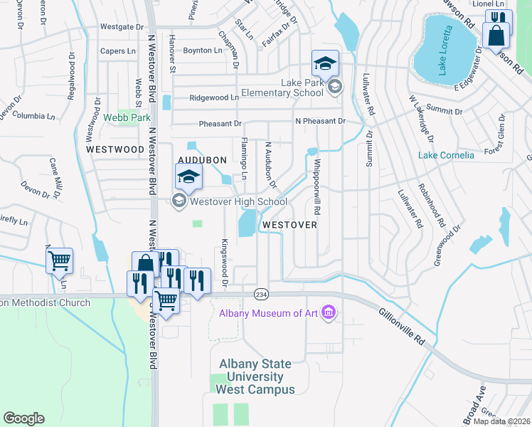 map of restaurants, bars, coffee shops, grocery stores, and more near 427 Forest Glen Dr in Albany