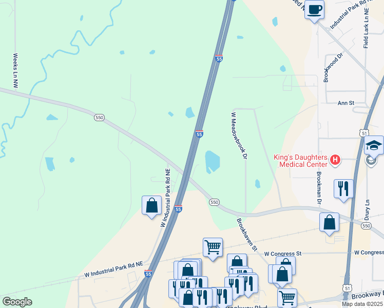 map of restaurants, bars, coffee shops, grocery stores, and more near in Brookhaven