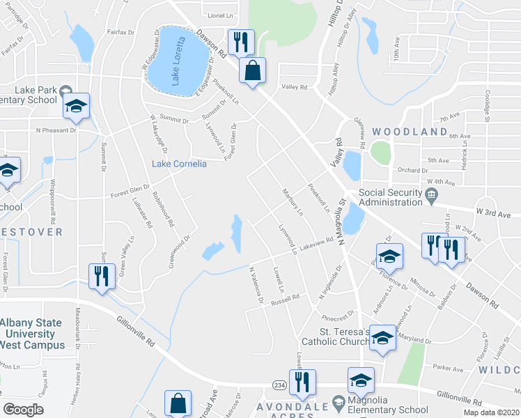 map of restaurants, bars, coffee shops, grocery stores, and more near 1722 Lynwood Lane in Albany