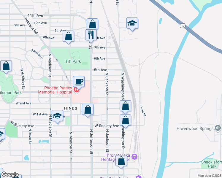 map of restaurants, bars, coffee shops, grocery stores, and more near 218 West 3rd Avenue in Albany