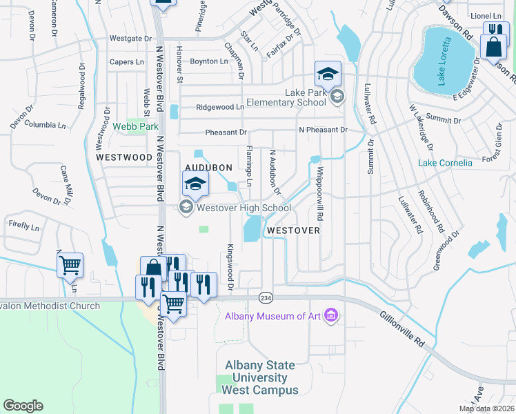 map of restaurants, bars, coffee shops, grocery stores, and more near 427 Forest Glen Drive in Albany
