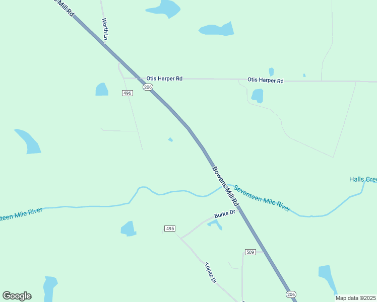 map of restaurants, bars, coffee shops, grocery stores, and more near 9555 Bowens Mill Road in Broxton
