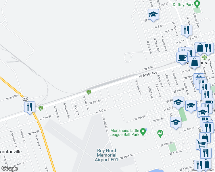 map of restaurants, bars, coffee shops, grocery stores, and more near 1029-1165 West Sealy Avenue in Monahans