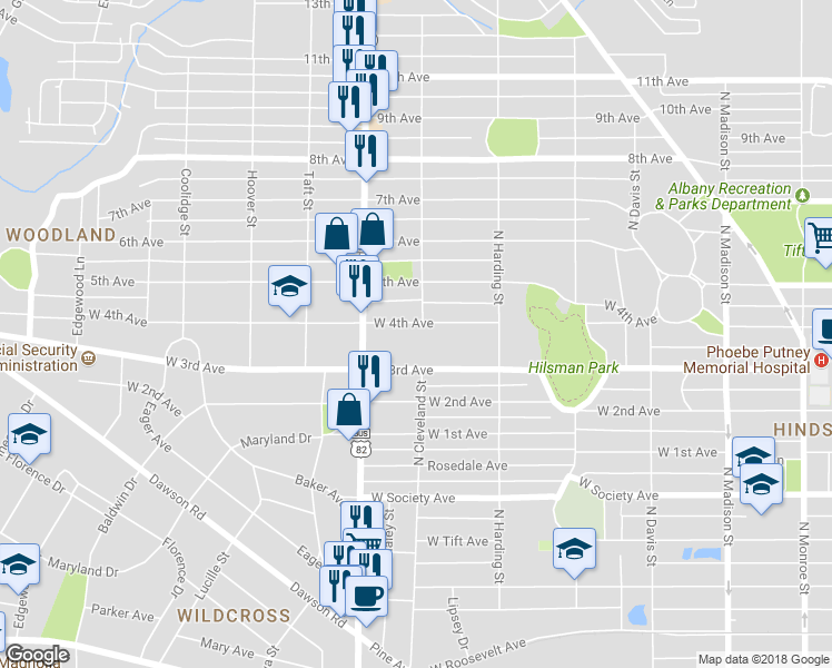 map of restaurants, bars, coffee shops, grocery stores, and more near 1000 W 4th Ave in Albany