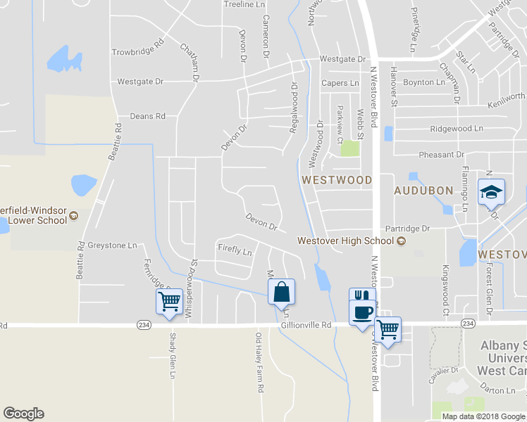 map of restaurants, bars, coffee shops, grocery stores, and more near 3106 Cane Mill Court in Albany
