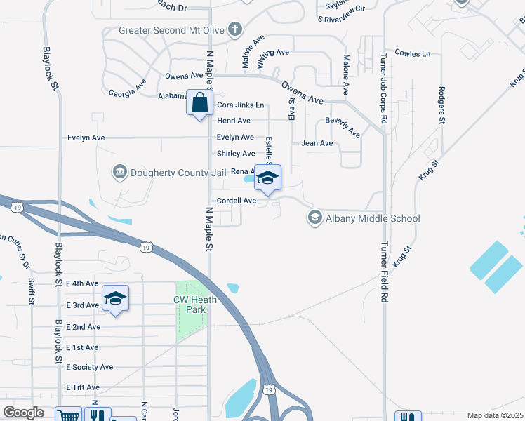 map of restaurants, bars, coffee shops, grocery stores, and more near 1700 Cordell Avenue in Albany