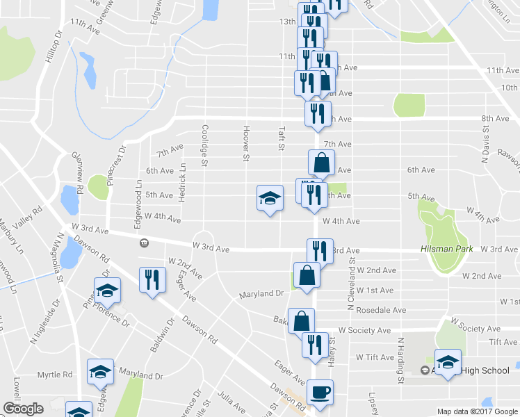 map of restaurants, bars, coffee shops, grocery stores, and more near 1225 West 4th Avenue in Albany