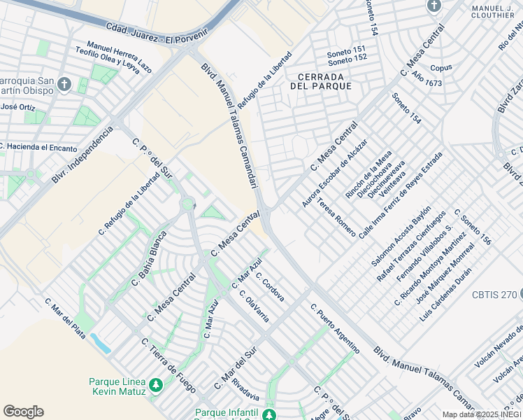 map of restaurants, bars, coffee shops, grocery stores, and more near 1426 Boulevard Manuel Talamas Camandari in Juárez