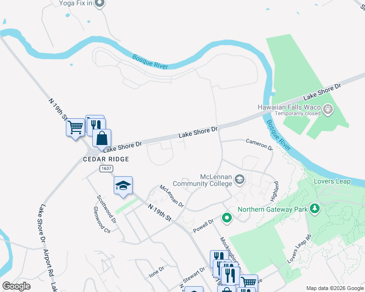 map of restaurants, bars, coffee shops, grocery stores, and more near in Waco