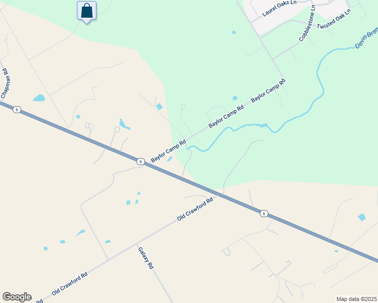 map of restaurants, bars, coffee shops, grocery stores, and more near 4883 Baylor Camp Road in Crawford