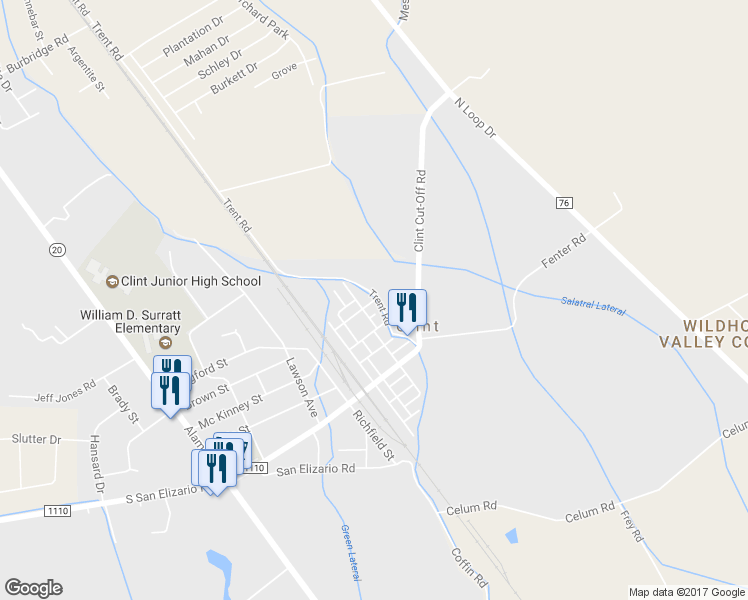 map of restaurants, bars, coffee shops, grocery stores, and more near 712 Main Street in Clint