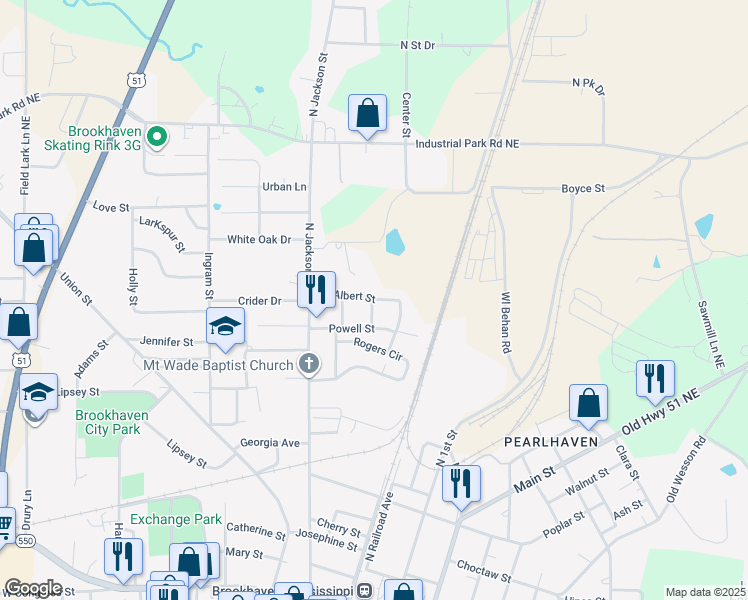map of restaurants, bars, coffee shops, grocery stores, and more near 308 Albert Street in Brookhaven