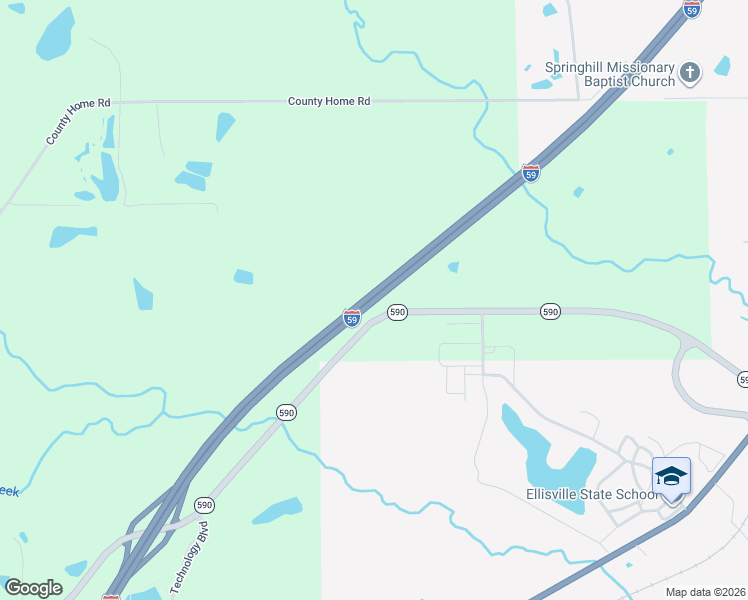 map of restaurants, bars, coffee shops, grocery stores, and more near Interstate 59 in Ellisville