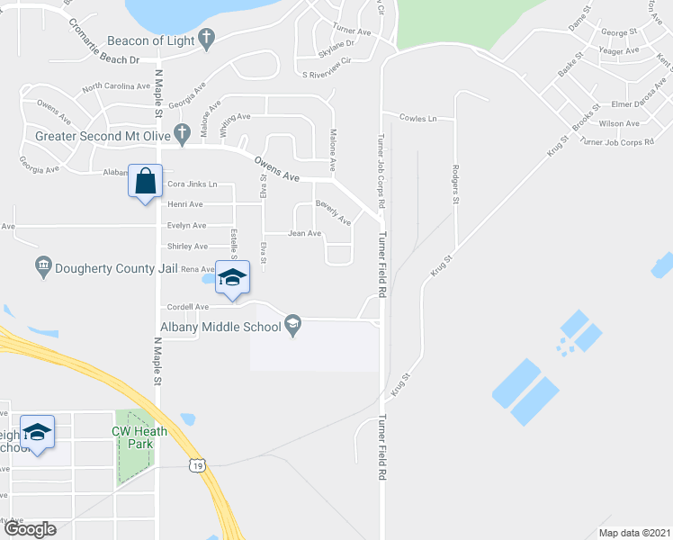 map of restaurants, bars, coffee shops, grocery stores, and more near 1716 Jean Avenue in Albany
