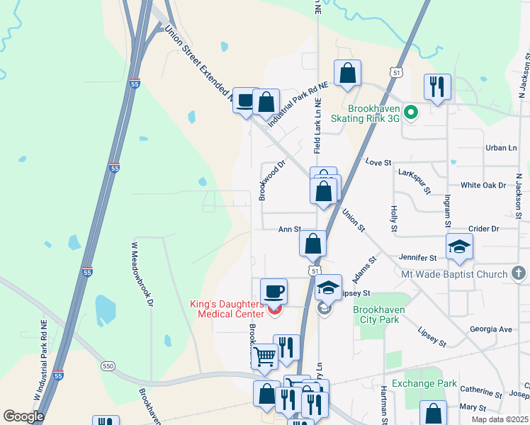 map of restaurants, bars, coffee shops, grocery stores, and more near 749 Brookwood Drive in Brookhaven
