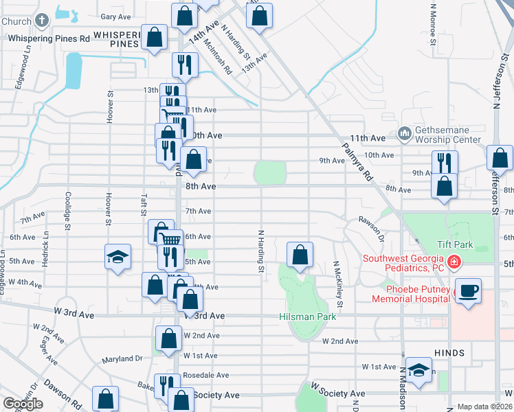 map of restaurants, bars, coffee shops, grocery stores, and more near 901 7th Avenue in Albany