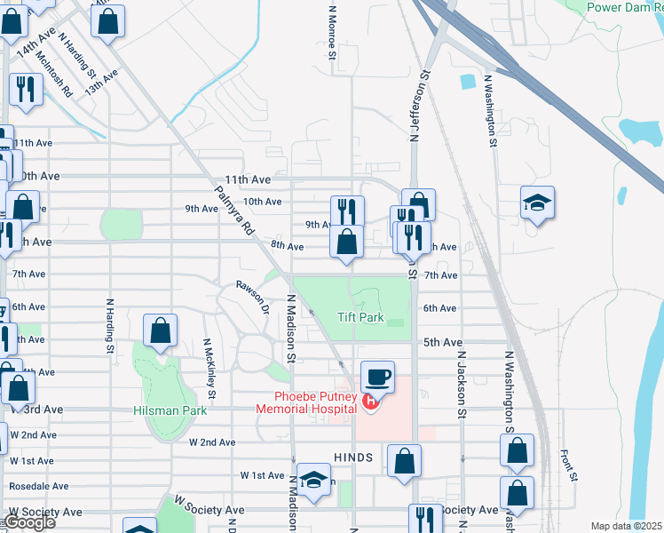 map of restaurants, bars, coffee shops, grocery stores, and more near 515 7th Avenue in Albany