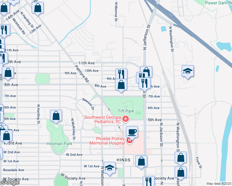 map of restaurants, bars, coffee shops, grocery stores, and more near 511 7th Avenue in Albany