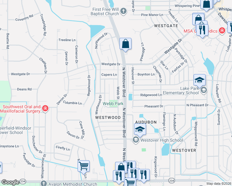 map of restaurants, bars, coffee shops, grocery stores, and more near 1531 Webb Street in Albany