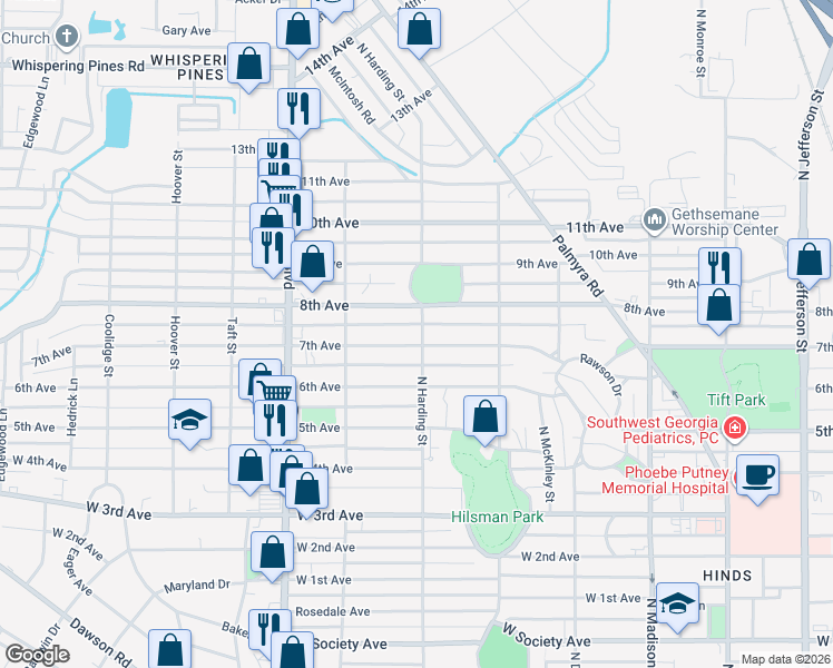 map of restaurants, bars, coffee shops, grocery stores, and more near 901 7th Avenue in Albany