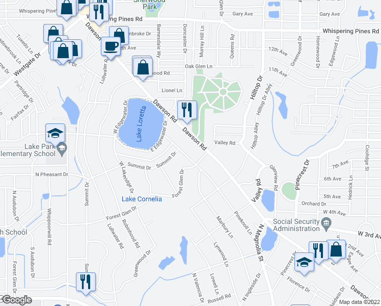 map of restaurants, bars, coffee shops, grocery stores, and more near 1907 Pineknoll Lane in Albany