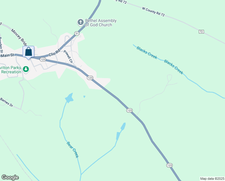 map of restaurants, bars, coffee shops, grocery stores, and more near Highway 123 in Ariton