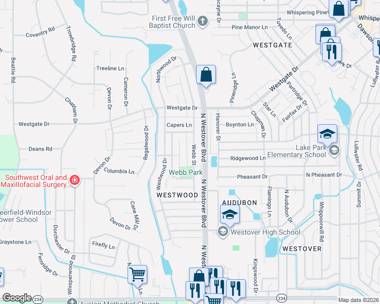 map of restaurants, bars, coffee shops, grocery stores, and more near 1531 Webb Street in Albany
