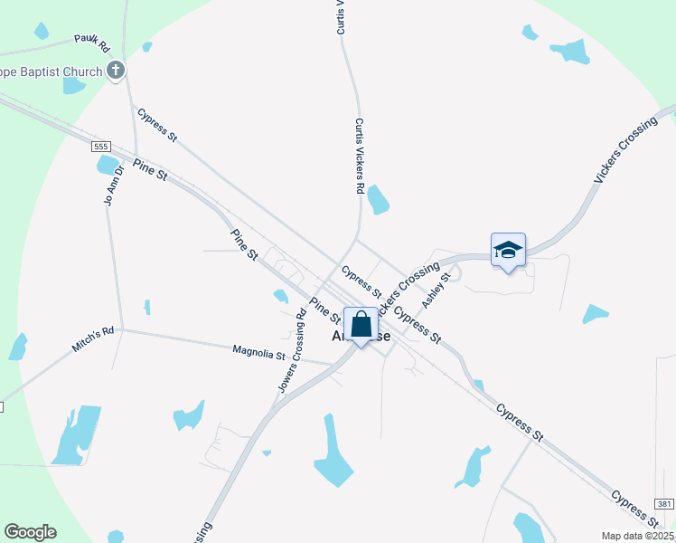 map of restaurants, bars, coffee shops, grocery stores, and more near 1274 Jowers Crossing Road in Ambrose