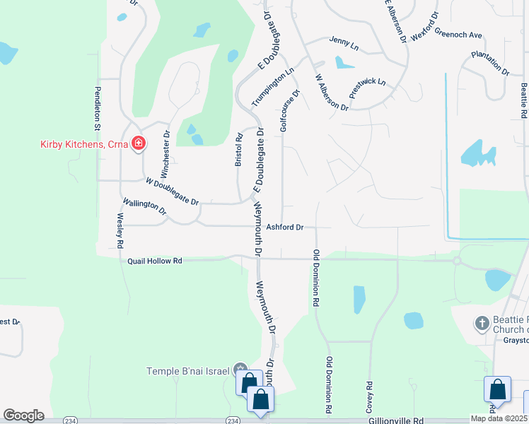 map of restaurants, bars, coffee shops, grocery stores, and more near 2301 Ashford Drive in Albany