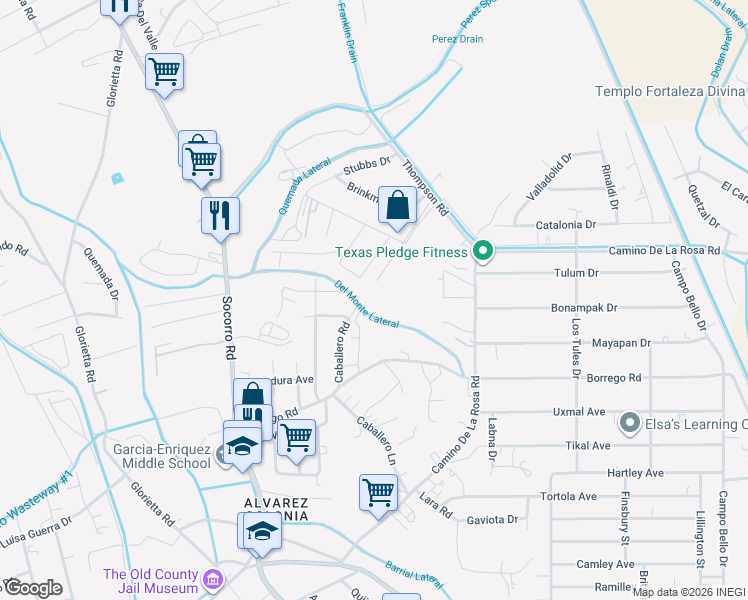 map of restaurants, bars, coffee shops, grocery stores, and more near 12319 Benedicta in San Elizario