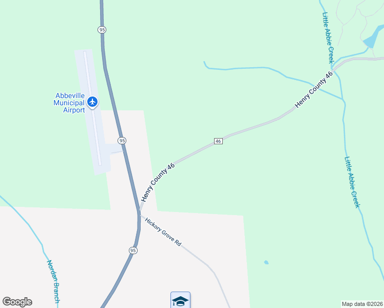 map of restaurants, bars, coffee shops, grocery stores, and more near Henry County 46 in Abbeville