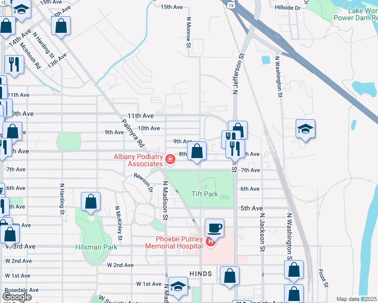 map of restaurants, bars, coffee shops, grocery stores, and more near 516 9th Avenue in Albany