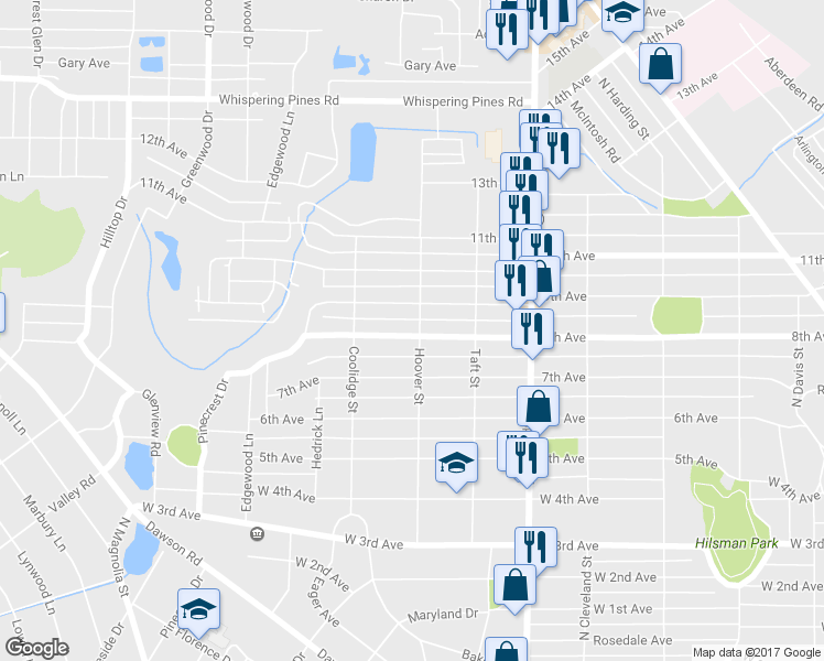 map of restaurants, bars, coffee shops, grocery stores, and more near 1301 8th Avenue in Albany