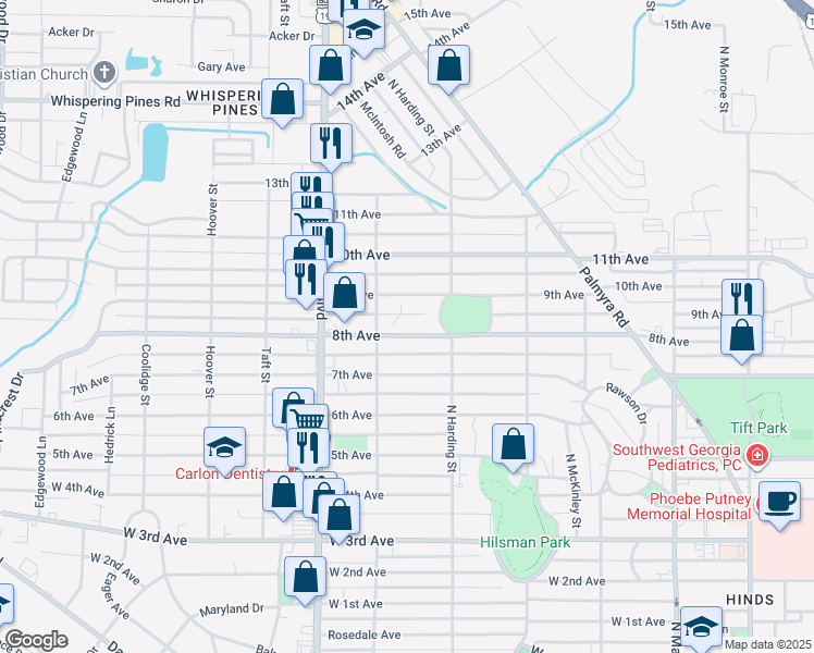 map of restaurants, bars, coffee shops, grocery stores, and more near 909 8th Avenue in Albany