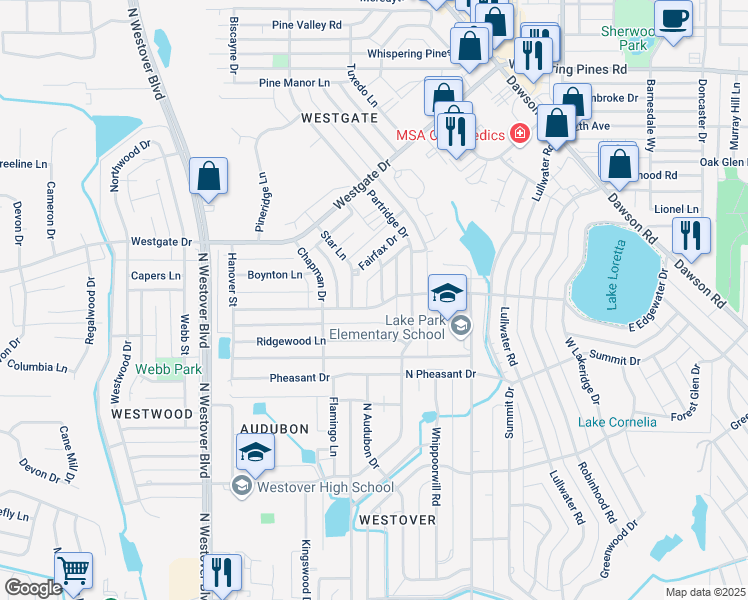 map of restaurants, bars, coffee shops, grocery stores, and more near 2202 Star Lane in Albany