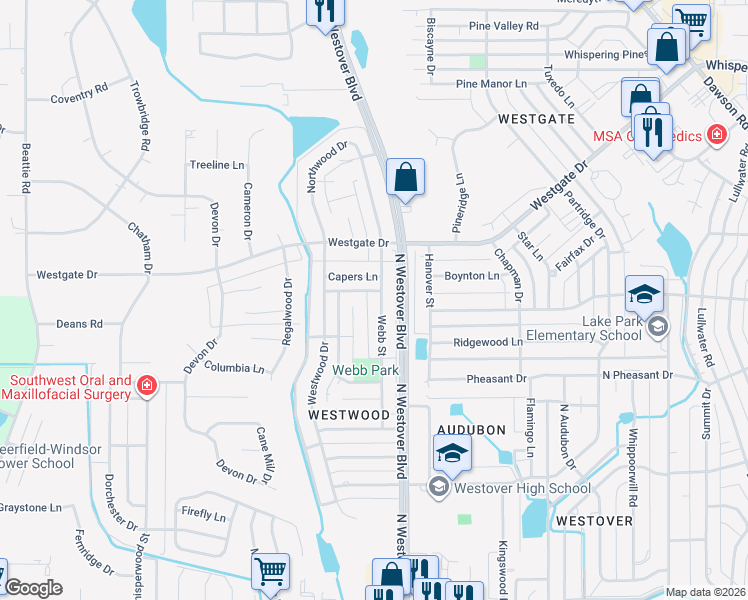 map of restaurants, bars, coffee shops, grocery stores, and more near 1543 Webb St in Albany